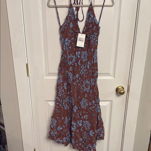 Faithfull the Brand Artemisia Halterneck Midi Dress Oceania Floral Print Size 2 - Picture 3 of 8